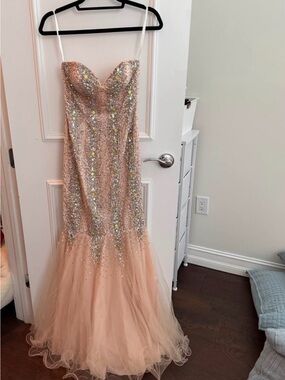 Strapless Sequin Mermaid Gown in Blush